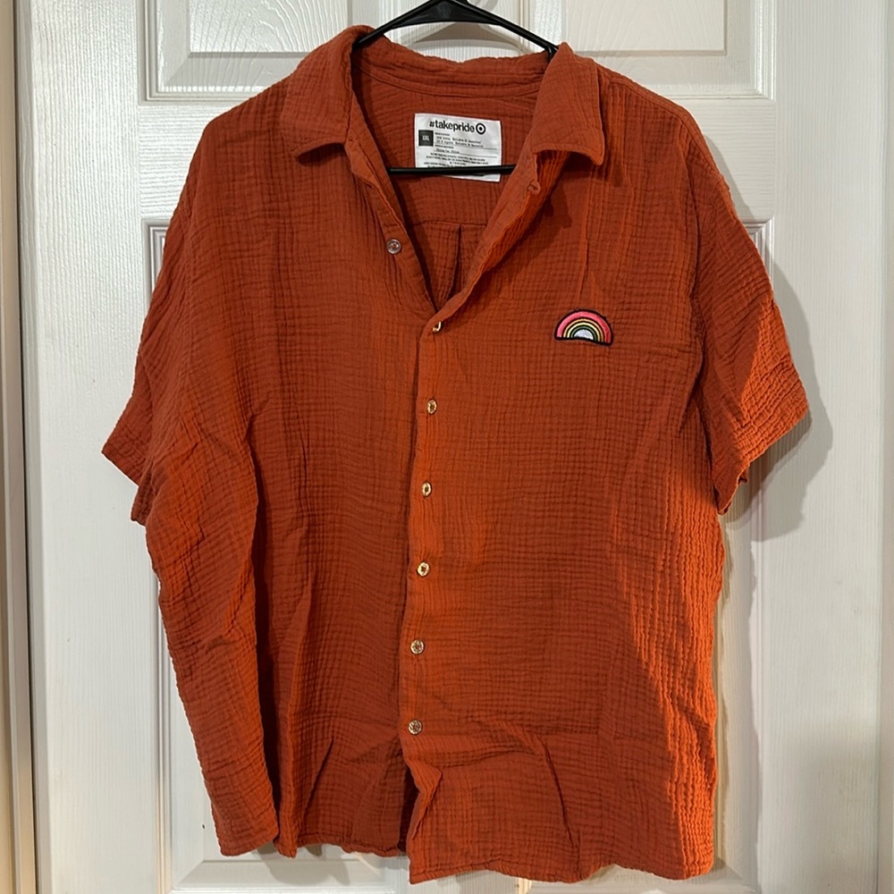 Target pride collection button shirt in burnt orange. XXL.